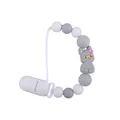 Schnullerkette mit grauen Schaf-Silikonperlen und weißem Clip für Babys - Grau
