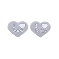 Perline a cuore in silicone grigio chiaro per catenelle ciuccio I Love Mom e Dad - Grigio