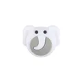 Cartoon elephant silicone baby teether in white and mint green for pacifier chains - White
