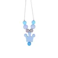 Silikon-Beißring-Halskette in blauer Kronenform mit bunten Perlen für Babys - Blau