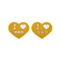 Perline a cuore in silicone giallo zenzero con scritte I Love Mom e I Love Dad - Curcuma