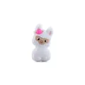 Perla lama in silicone bianco con fiore rosa per catenelle ciuccio o massaggiagengive - Bianco