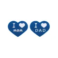 Ciondoli per scarpe in silicone blu navy a cuore con scritte bianche I Love MOM e DAD - Blu zaffiro