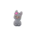 Perlina in silicone a forma di lama grigio con fiore rosa per catenelle fai-da-te - Grigio