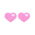 Perline in silicone a cuore rosa con testo I Love Mom e I Love Dad per catenelle ciuccio - Rosso rosa