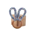 DIY beech wood baby teether ring with tricolor blue white and pink braided bunny ears - Blue Pink White Mixed
