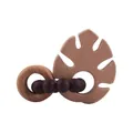 Bracelet de dentition bébé avec feuille en hêtre et perles en silicone marron - Café