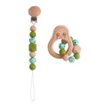 Green leopard silicone beads and beech wood avocado teething toy set for babies - Pacifier Clip And Teether Set / Avocado Green