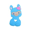 Blue sheep silicone baby teether toy with heart-shaped cutout handle for easy gripping - Dark Blue