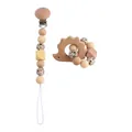 DIY baby pacifier clip and hedgehog wooden teether set with leopard silicone beads - Pacifier Clip And Teether Set / Light Yellow