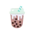 Mint green milk tea cup silicone baby teether with heart hole for accessory DIY - Coffee