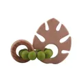 Bracelet de dentition bébé en silicone vert avocat avec anneau feuille de monstera - Vert Avocat