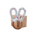 DIY beech wood baby teether ring with floral blue cotton bunny ears toy for teething - Light Blue Floral