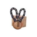 DIY beech wood baby teether ring with colorful woven bunny ears and natural wood texture - Multi-color Mixed Woven