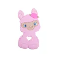 Pink alpaca-shaped baby teether toy made of soft food-grade silicone with heart cutout - Light Pink