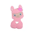 Pink alpaca-shaped baby teether made of soft food-grade silicone with heart grip - Deep Pink