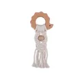 Hedgehog-shaped beech wood baby teether with cream white handmade woven cotton cord - Hedgehog Shape / Natural Wood Color