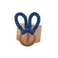 DIY beech wood baby teether ring with dark blue braided cotton bunny ears toy - 8# Dark Blue