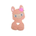 Pink alpaca-shaped baby teether made of soft silicone with a heart-shaped grip hole - Rose Pink