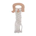 Handmade macrame baby teether with elephant beech wood ring and cream white cotton fringe - Elephant Shape / Natural Wood Color