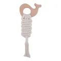 Anneau de dentition baleine en bois de hêtre avec corde en coton beige tressée - Forme de baleine / Couleur bois naturel