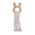 Anneau de dentition en hêtre oreille de lapin avec cordon en coton macramé blanc crème - Lapin / Couleur bois naturel