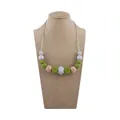 Olive green and grey silicone teething necklace with natural wood beads for infants - Avocado Green