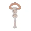 Anneau de dentition nuage en bois de hêtre avec pompon en coton tressé à la main - Forme de nuage / Couleur bois naturel