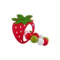 Anneau de dentition fraise en silicone avec dragonne en perles pour bébés - Fraise