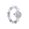 Silicone baby teether bracelet with grey hedgehog charm and marble beads - Hedgehog