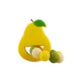 Anneau de dentition poire en silicone jaune avec perles colorées pour soulager bébé - Poire