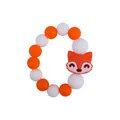 DIY silicone baby teether bracelet with orange fox pendant and soft matte texture beads - Fox