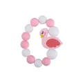 Pink flamingo silicone teething bracelet for babies with pink and white beads - Flamingo