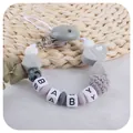 Catenella portaciuccio per neonati con cuore I Love Dad e perline bianche massaggiagengive - Grigio