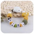 Chupetero de silicona con cuenta corazón I Love Mom amarilla y letras Baby - Amo a Mamá / Amarillo jengibre