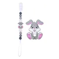 Set di massaggiagengive a coniglio grigio e catenella per ciuccio con perline viola - Grigio Set