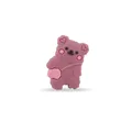 DIY baby pacifier clip accessory with a cute pink bear cartoon silicone bead - Dusty Pink