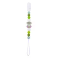 Green and white silicone pacifier clip with cartoon rabbit bead for baby teething - Rabbit / Grass Green