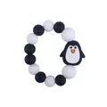 Baby silicone penguin teether bracelet with black and white beads and cute animal charm - Penguin