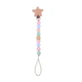 Schnullerkette aus Buchenholz mit Stern-Clip und bunten Silikonperlen für Babys - Pentagramm
