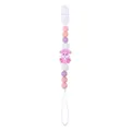 Pink bunny silicone pacifier clip with colorful beads and safety clasp for babies - Rabbit / Pink Pacifier Clip