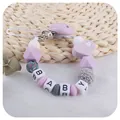 Catenella portaciuccio in silicone viola con cuore I Love Dad e perline con lettere BABY - Viola chiaro
