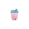 Perle de dentition en silicone motif thé aux perles pour attache-tétine bébé DIY - Tasse de Thé au Lait / Rose
