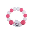 DIY silicone baby teether bracelet with white and pink beads and cloud pendant - Cloud