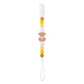 Silicone baby pacifier clip with yellow cartoon rabbit and colorful beads for teething - Rabbit / Mustard Yellow Pacifier Clip