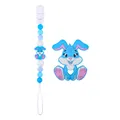 Set massaggiagengive a coniglietto blu in silicone con catenella portaciuccio - Completo Blu Scuro