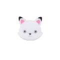 White silicone fox bead for DIY baby teething necklace and pacifier clip projects - Cat White