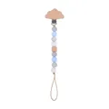 Baby Schnullerkette mit blauen Silikonperlen und Wolken Holzclip für Säuglinge - Wolke