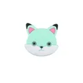 Mint green silicone fox teething bead for DIY baby pacifier clips and craft jewelry - Green Cat