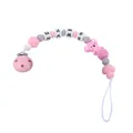 Pink koala silicone pacifier clip with crochet beads and custom name letter blocks - Pink Pacifier Clip